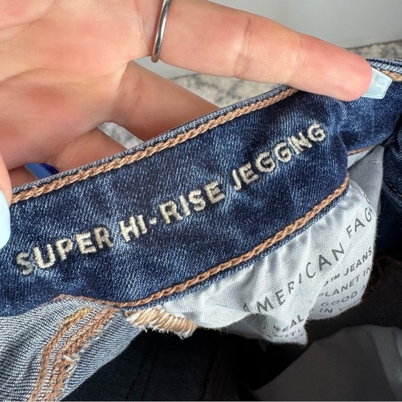 American Eagle Super Hi Rise Jegging Distressed Ripped Skinny Jeans Casual Denim - Picture 6 of 8